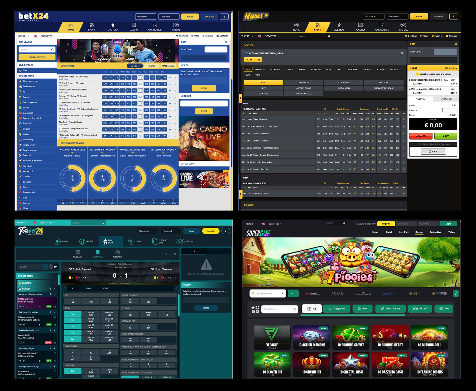 Betting website design